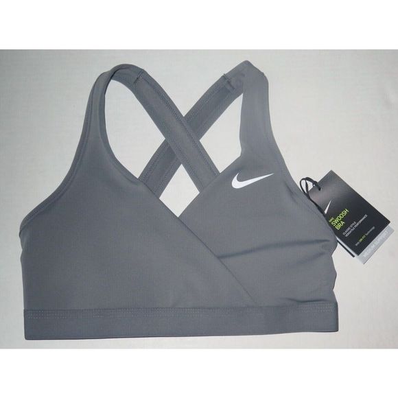 Nike CQ9289 084 Women's Sz M Gray Dri-Fit Medium Support Padded Sports Bra - Picture 1 of 3
